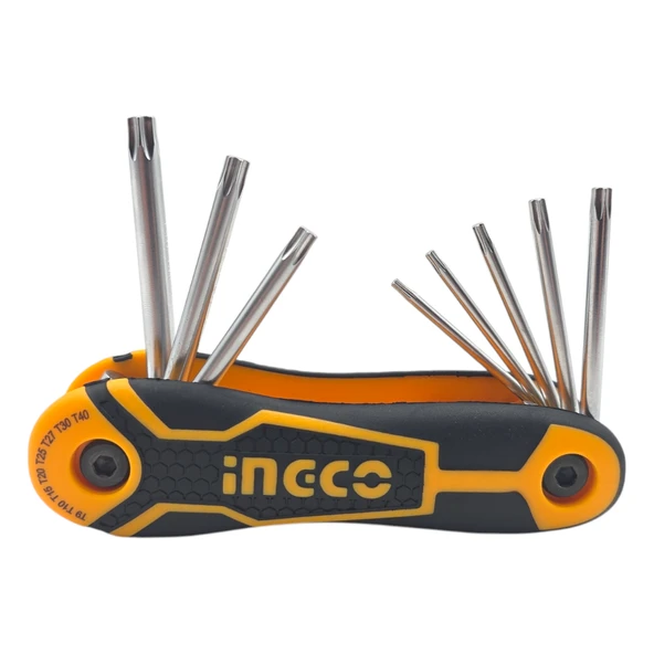 Ingco HHK14083 8 Parça Çakı Tip Torx Allen Anahtar Takımı (T9,T10,T15,T20,T25,T27,T30,T40) ürün görseli 1
