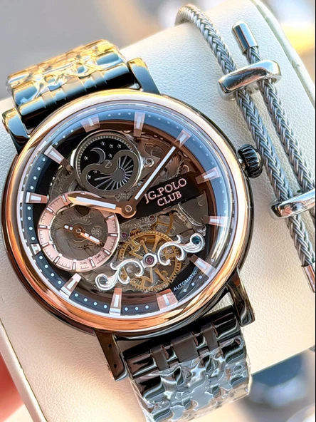 JG.Polo Club Otomatik Mekanizma İtalyan Tasarım Bileklik 5Atm Suya Dayanıklı Erkek Kol Saati 02014.4 ürün görseli 1