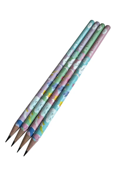 Faber-Castell Sevimli Bulutlar Desenli Kurşun Kalem, 2B, 12'li Set, Pastel Renkler - Resim 4