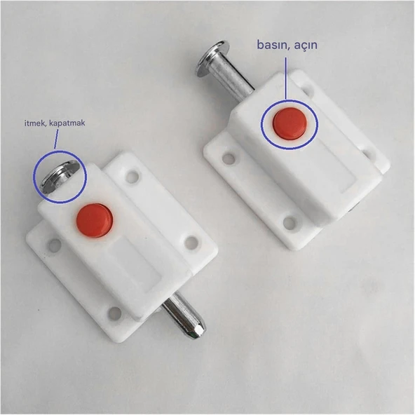 Düğmeli Yaylı Kapı Mobilya Dolap Kilidi Plastik 1 Adet Kapı Tutucu Stoper Sabitleme Kilitleme Aparat - Resim 3