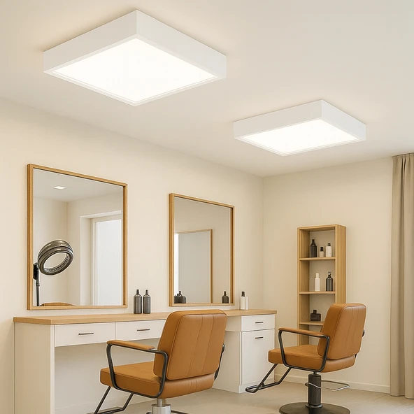 Beyaz Çerçeveli Led Panel Aydınlatma Avize 30 30 cm 3200K Gün ışığı - Resim 4