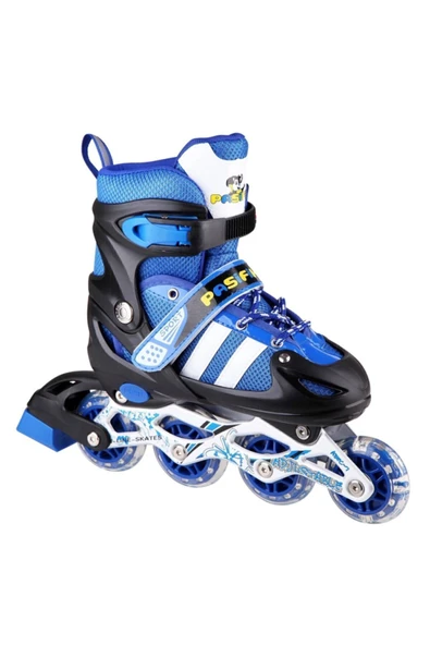 Mavi Işıklı Ayarlanabilir 4 Tekerli Alıştırma Çocuk Pateni - Resim 3