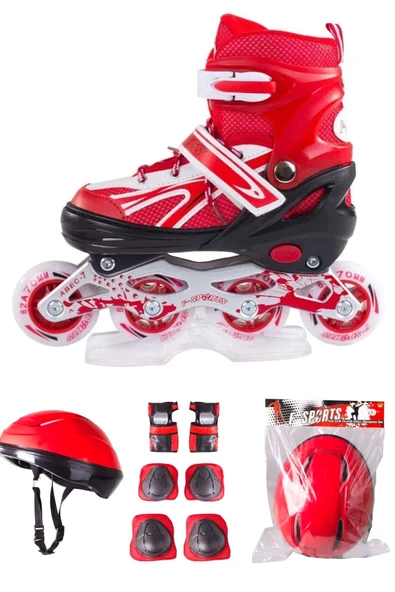 Çift Sıra Ayarlanabilir Alıştırma Pateni + Kask + Dizlik Seti ürün görseli 1