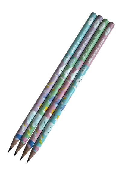 Faber-Castell Sevimli Bulutlar Desenli Kurşun Kalem, 2B, 12'li Set, Pastel Renkler ürün görseli 1