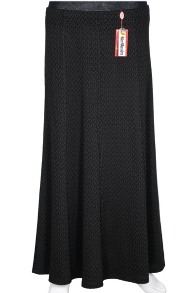 Hesna Kadın Efsun Kışlık Geo Baskılı 8 Parça Lastikli Siyah Etek ürün görseli 1