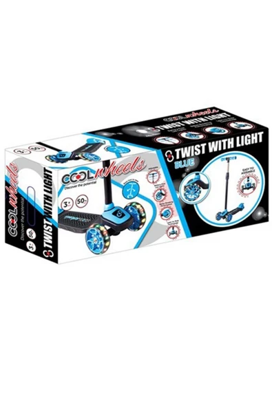 Cool Wheels Twist Işıklı Scooter Mavi 3 Yaş Üstü Kask Seti Hediyeli - Resim 3