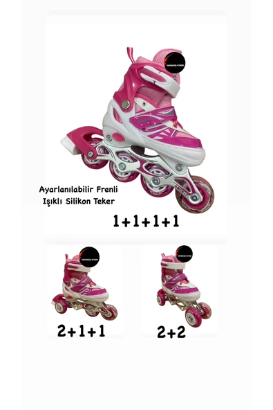 Işıklı Çocuk Pateni Ayarlanılabilir Alıştırma Tekerli Frenli Silikon Tekerli Metal Gövdeli Paten ürün görseli 1