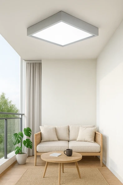 Gri Çerçeveli Led Panel Avize 60 60 cm 3200K Gün ışığı ürün görseli 1