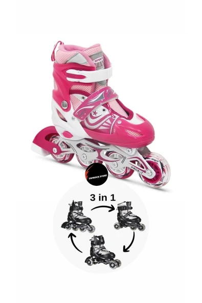 Işıklı Çocuk Pateni Silikon Ayarlanabilir Teker Metal Gövde Numaralı ürün görseli 1