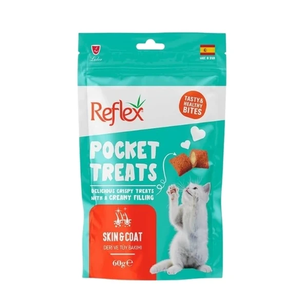 Reflex Pocket Treats Deri ve Tüy Bakımı Destekleyici Kedi Ödül Maması  6 Adet 60 Gr ürün görseli 1