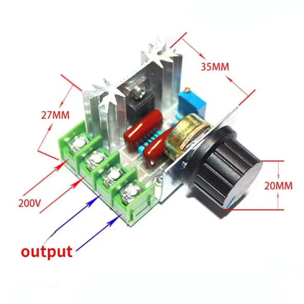 Hız Düğmesi 2000W Thyristor Elektronik Voltaj Regülatörü Dim Hız Sıcaklık Kontrolü - Resim 4