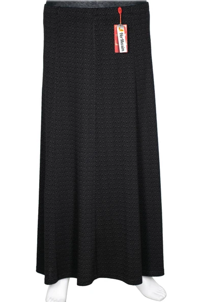 Hesna Kadın Efsun Kışlık Zikzak Baskılı 8 Parça Lastikli Siyah Etek ürün görseli 1