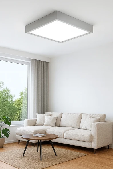Gri Çerçeveli Led Panel Avize 60 60 cm 6500K Beyaz ışık ürün görseli 1