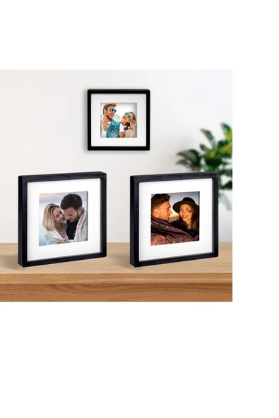 Senden Hediye Yapışkan Bantlı Paspartulu Sök Tak Kare Çerçeve 3'lü - Resim 3