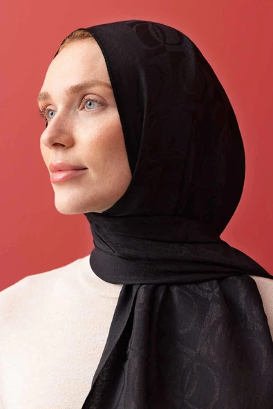 İmannoor Dama Desen Siyah Naia Pamuk Şal 241-3001-100 SİYAH ürün görseli 1