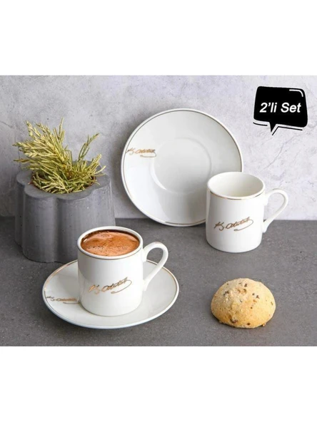 Gönül GNL 3260 Atatürk İmzalı Porselen Kahve Seti 2'li ürün görseli 1