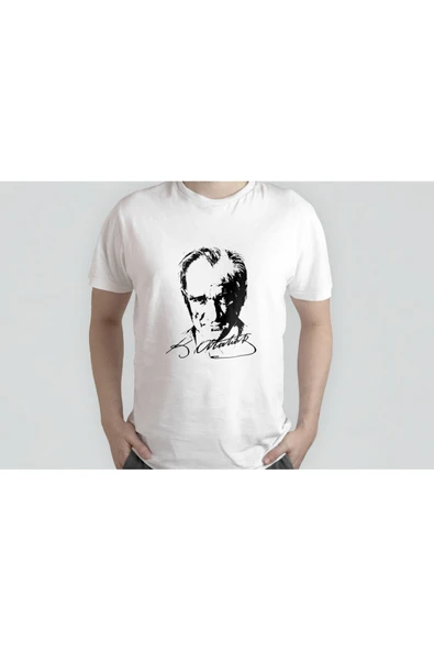 EYDXLMUG Atatürk Baskılı Beyaz Unısex T-shırt - Resim 2