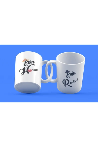 EYDXLMUG Evin Hanımı Evin Reisi 2’li Özel Tasarım Çay Kahve Kupası ürün görseli 1