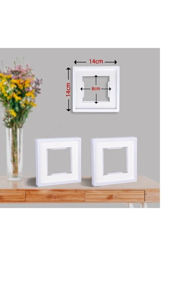 Senden Hediye Yapışkan Bantlı Paspartulu Sök Tak Kare Kare Çerçeve 14cm 3'lü Beyaz - Resim 5