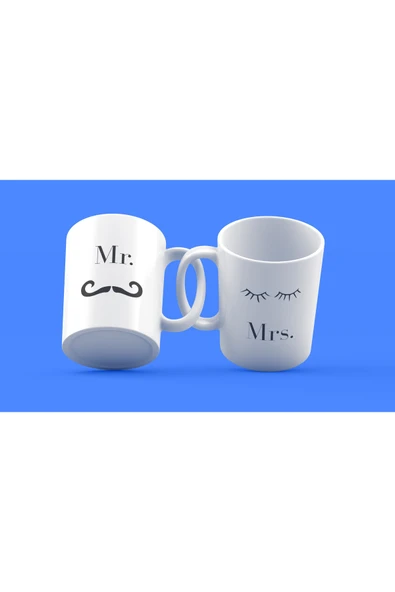 EYDXLMUG Mr Mrs2 Çift Kupa Bardak Porselen Çay Kahve Kupası ürün görseli 1