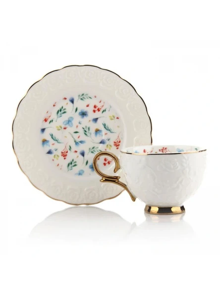 Mien MEN SPR0369 Çiçek Desenli Porselen Kahve Fincanı Seti 6'lı ürün görseli 1