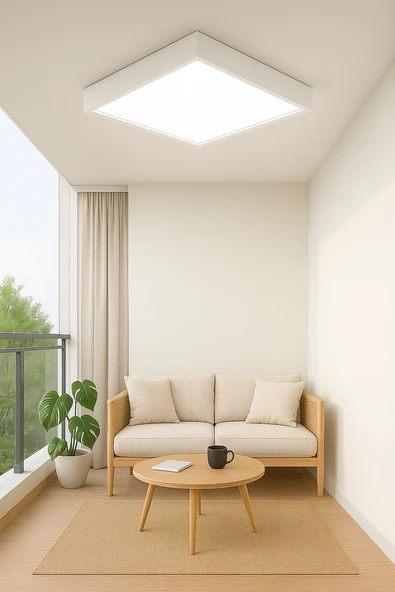 Beyaz Çerçeveli Led Panel Aydınlatma Avize 30 30 cm 6500K Beyaz ışık - Resim 3