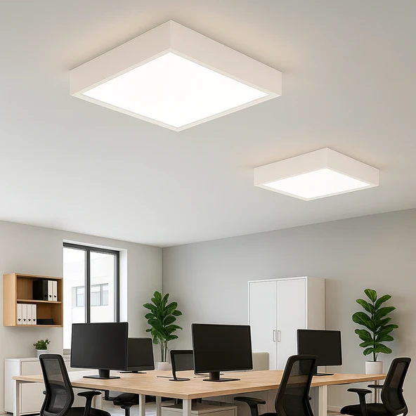 Beyaz Çerçeveli Led Panel Aydınlatma Avize 60 60 cm 6500K Beyaz ışık - Resim 2