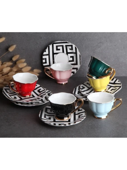 Gönül GNL 3181 Çok Renkli Porselen Kahve Seti 6'lı ürün görseli 1
