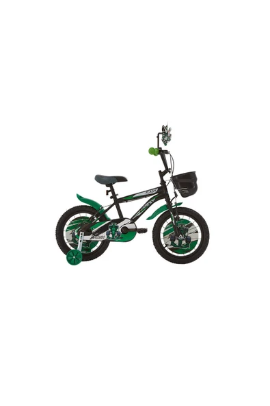 Flash Çocuk Bisikleti 26 Cm V Fren 16 Jant Vitessiz Mat Siyah Yeşil ürün görseli 1