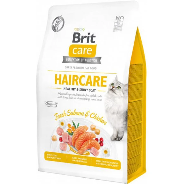 Brit Care Hipoalerjenik Haircare Tavuk ve Somonlu Tahılsız Kedi Maması  7 Kg ürün görseli 1