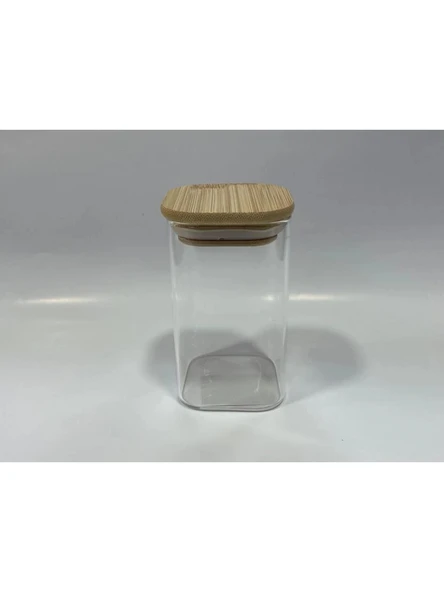 Gönül GNL 3290 Bambu Kapaklı Borosilikat Cam Kavanoz 6x6x10 cm ürün görseli 1
