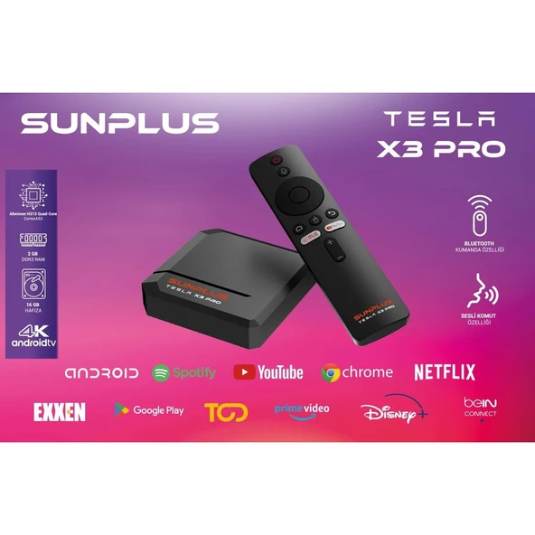 Sunplus TESLA X3 PRO serıes cortexA53 Androıd DDR3 2GB 16GB TV Box - Resim 2