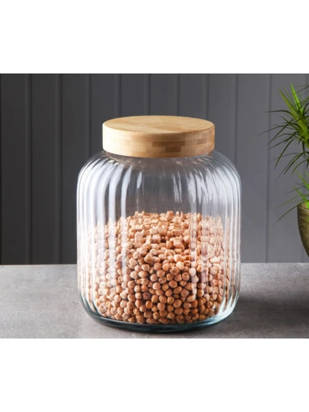 Gönül GNL 3864 Bambu Kapaklı Cam Kavanoz 3700 cc ürün görseli 1