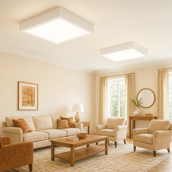 Beyaz Çerçeveli Led Panel Aydınlatma Avize 30 30 cm 6500K Beyaz ışık - Resim 4