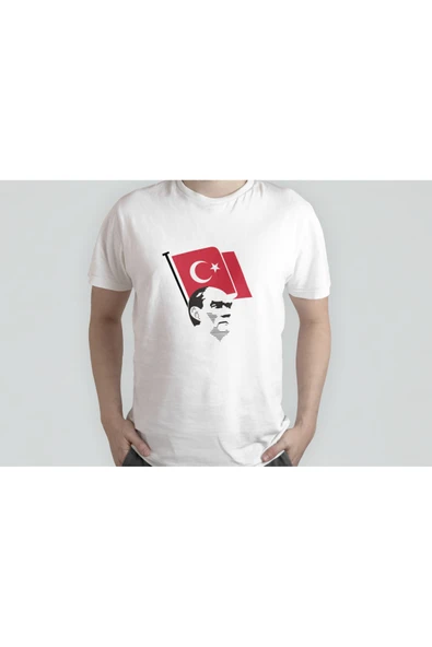 EYDXLMUG Atatürk Baskılı Beyaz Unısex T-shırt - Resim 2