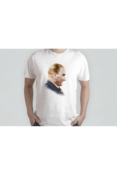 EYDXLMUG Atatürk Baskılı Beyaz Unısex T-shırt - Resim 2