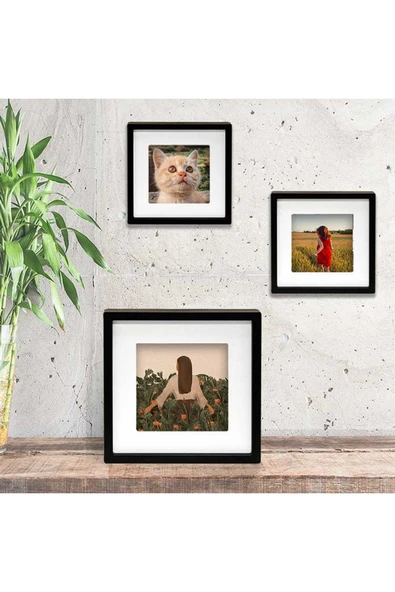Senden Hediye Yapışkan Bantlı Paspartulu Sök Tak Kare Çerçeve 3'lü - Resim 7