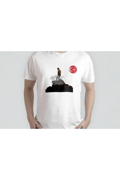 EYDXLMUG Atatürk Baskılı Beyaz Unısex T-shırt - Resim 2