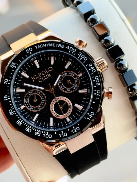 JG.Polo Club Silikon Kordon 2 Yıl Garantili 5 Atm Suya Dayanıklı Erkek Kol Saati+Bileklik SL.11908.2 ürün görseli 1