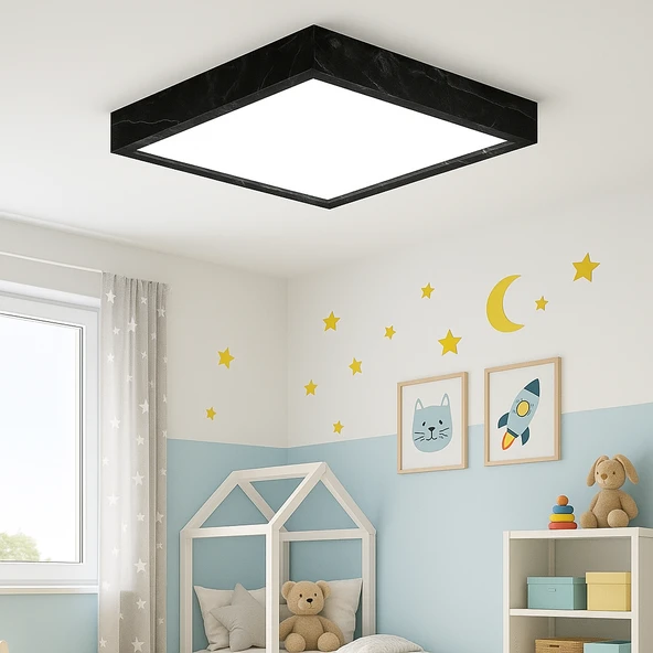 Siyah Mermer Desenli Led Panel Aydınlatma Avize 30 30 cm 3200K Gün ışığı - Resim 2