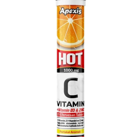 APEXİS VİTAMİN C+ ÇİNKO 20 Lİ HOT EFERVESAN TABLET ürün görseli 1