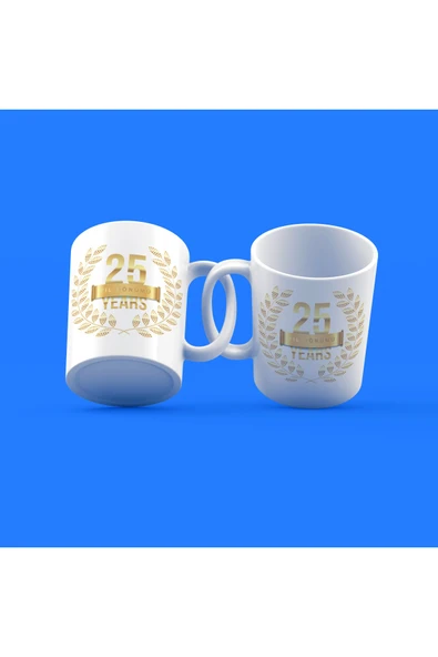 EYDXLMUG Evlilik Yıldönümü 25.yıl Tasarım Çay Kahve Kupası (1 ADET) ürün görseli 1