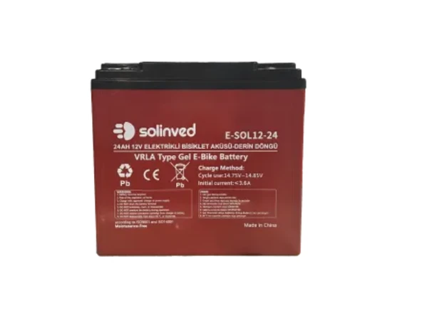 12V 24AH VRLA Type Elektrikli Bisiklet Aküsü  (Premium) - Resim 2