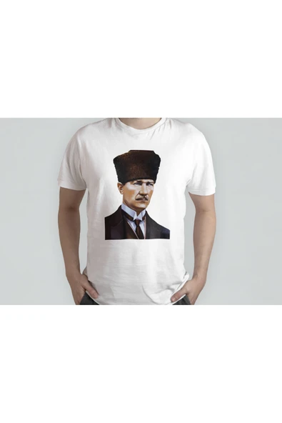 EYDXLMUG Atatürk Baskılı Beyaz Unısex T-shırt - Resim 2