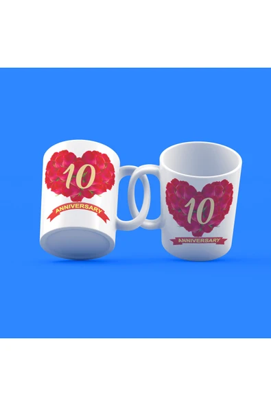EYDXLMUG Evlilik Yıldönümü 10.yıl Tasarım Çay Kahve Kupası (1ADET) ürün görseli 1