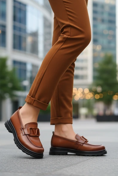 Ayakmod Kahve Hafif Esnek Kadın Casual Ayakkabı 2644 Z - Resim 3