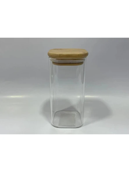 Gönül GNL 3291 Bambu Kapaklı Borosilikat Cam Kavanoz 6x6x12 cm ürün görseli 1