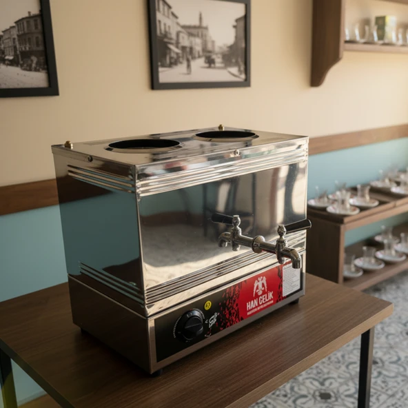 Han Çelik Çift Demlikli Endüstriyel Elektrikli Çay Kazanı - Resim 2