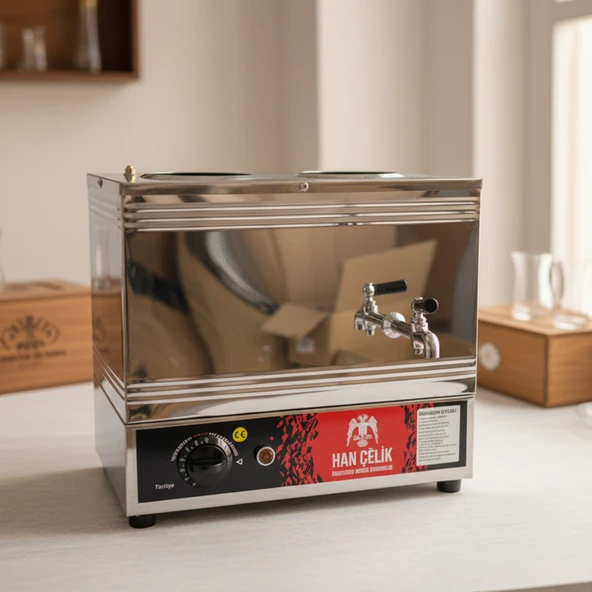 Han Çelik Çift Demlikli Endüstriyel Elektrikli Çay Kazanı ürün görseli 1