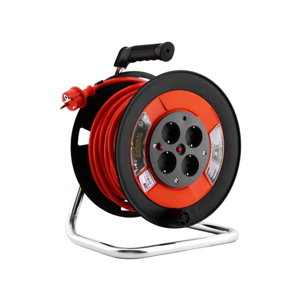 Seyyar Plastik Makaralı Monofaze Uzatma Kablosu 3x2.5 mm 20 Metre CCA Alüminyum Alaşım Kablo 4 Priz - Resim 5